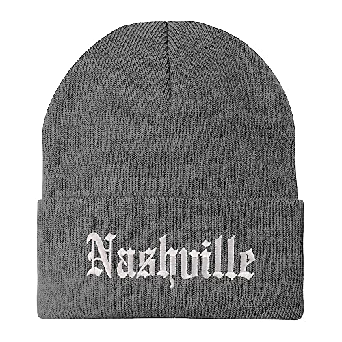 Trendy Apparel Shop Nashville Old English Embroidered Long Cuff Beanie