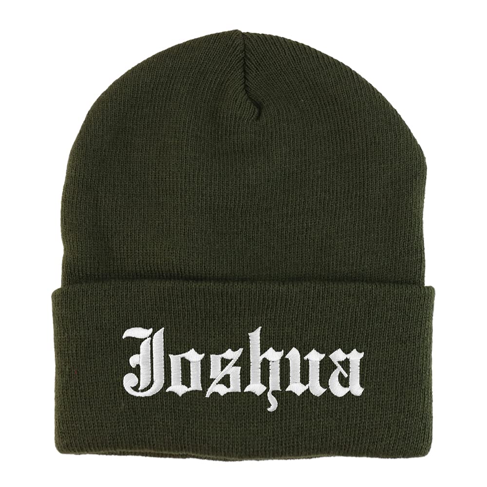 Trendy Apparel Shop Joshua Old English Embroidered Long Cuff Beanie