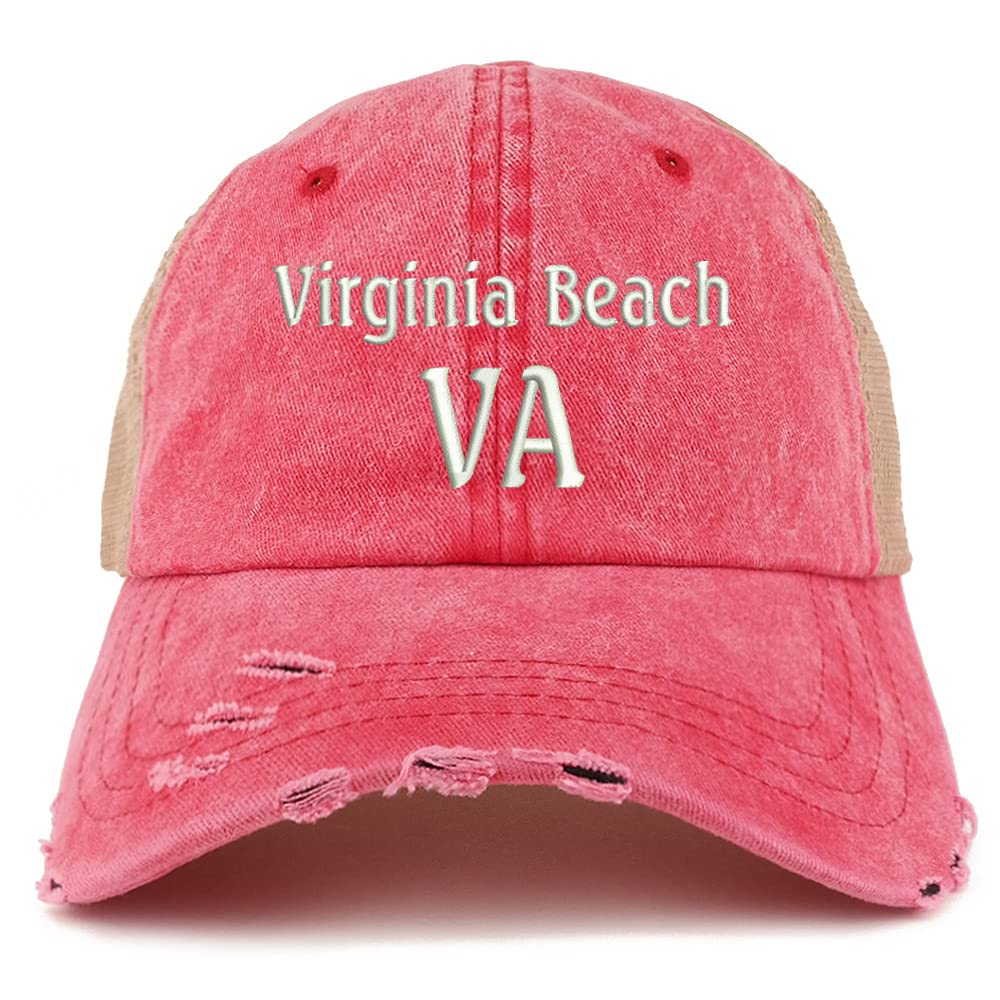 Trendy Apparel Shop Virginia Beach VA Embroidered Frayed Bill Trucker Mesh Back Cap