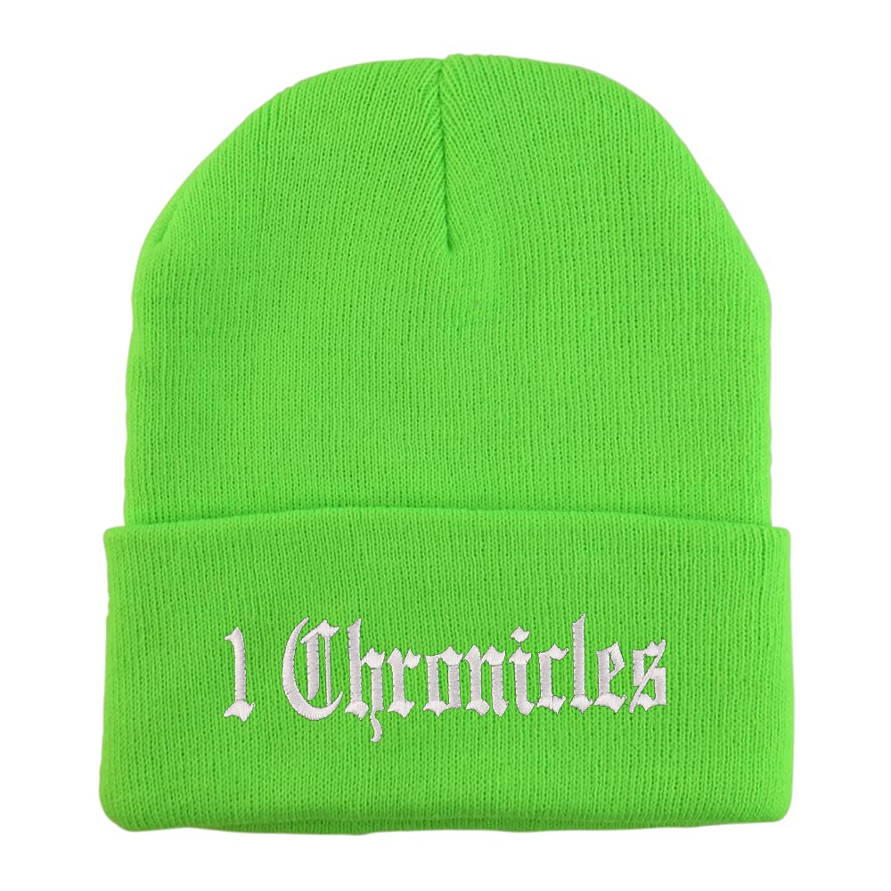Trendy Apparel Shop 1 Chronicles Old English Embroidered Long Cuff Beanie