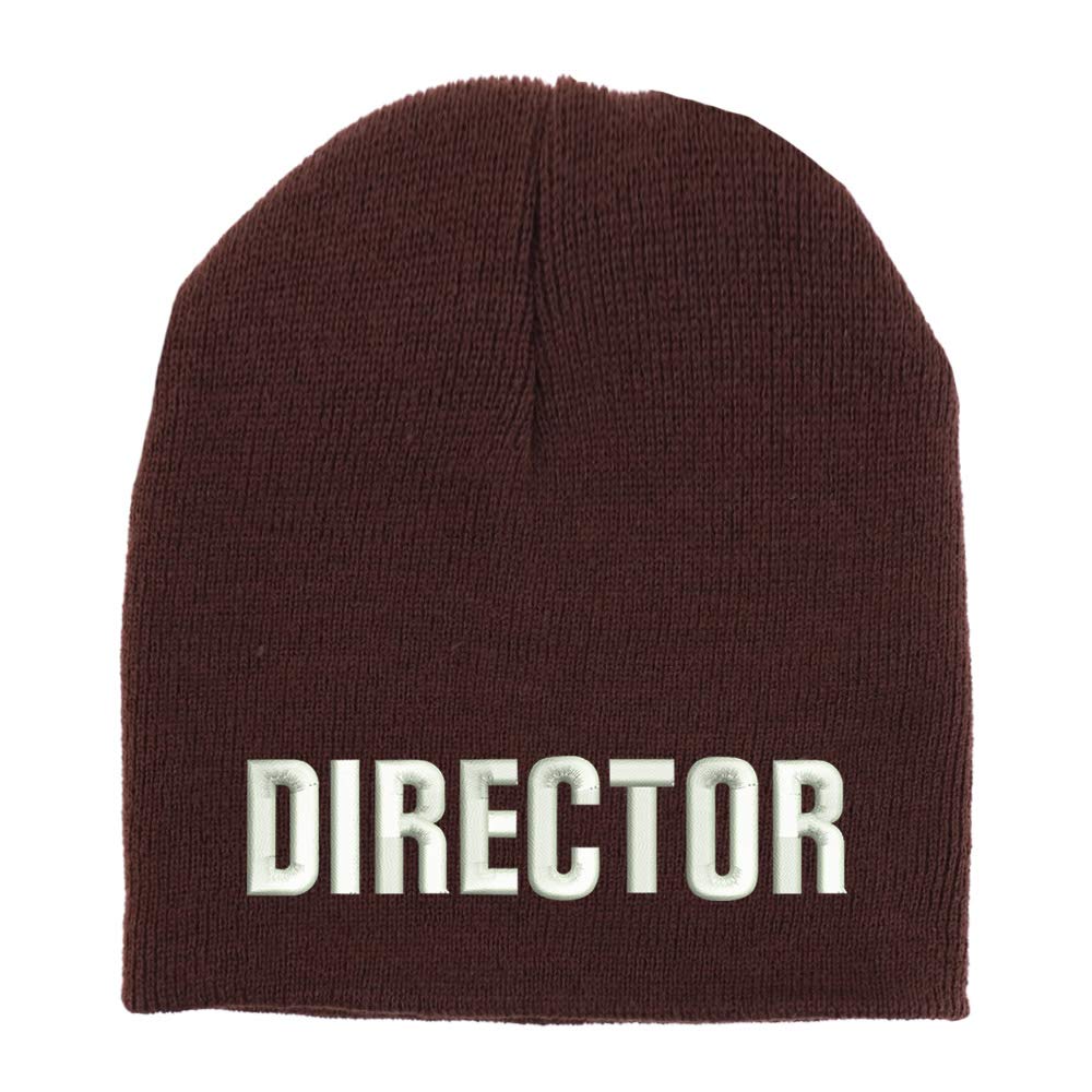 Trendy Apparel Shop Director Embroidered Made in USA Short Acrylic Knit Winter Beanie Hat