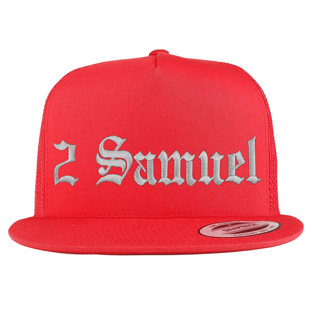Trendy Apparel Shop 2 Samuel Old English 5 Panel Flatbill Trucker Cap