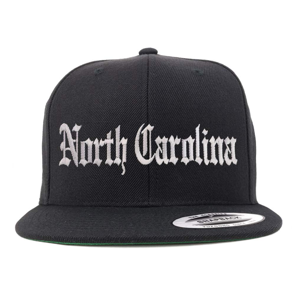 Trendy Apparel Shop North Carolina State Old English Embroidered Flatbill Cap