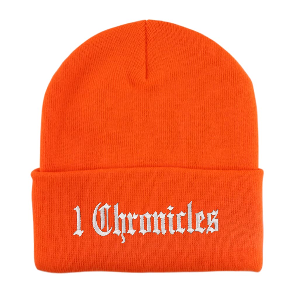 Trendy Apparel Shop 1 Chronicles Old English Embroidered Long Cuff Beanie