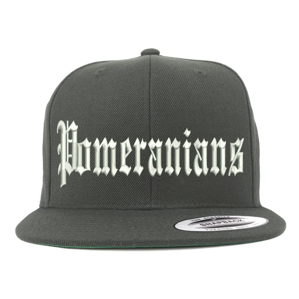 Trendy Apparel Shop Old English Pomeranians Embroidered Flatbill Snapback