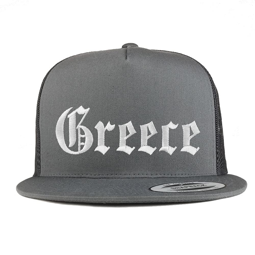 Trendy Apparel Shop Greece Old English 5 Panel Flatbill Trucker Cap