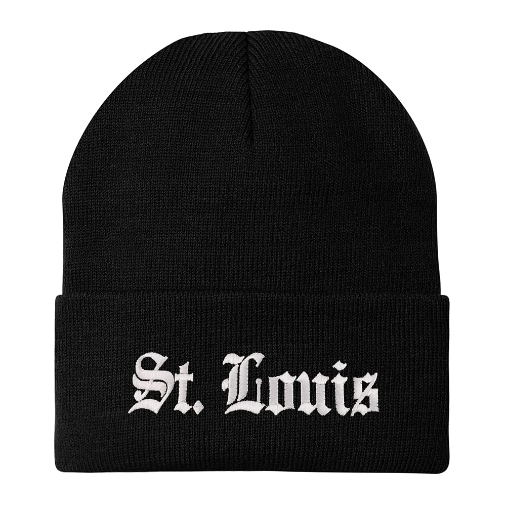 Trendy Apparel Shop St Louis Old English Embroidered Long Cuff Winter Beanie