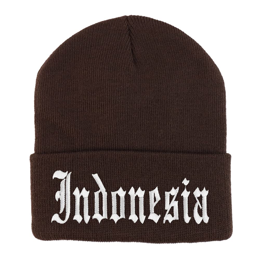 Trendy Apparel Shop Indonesia Old English Embroidered Long Cuff Beanie