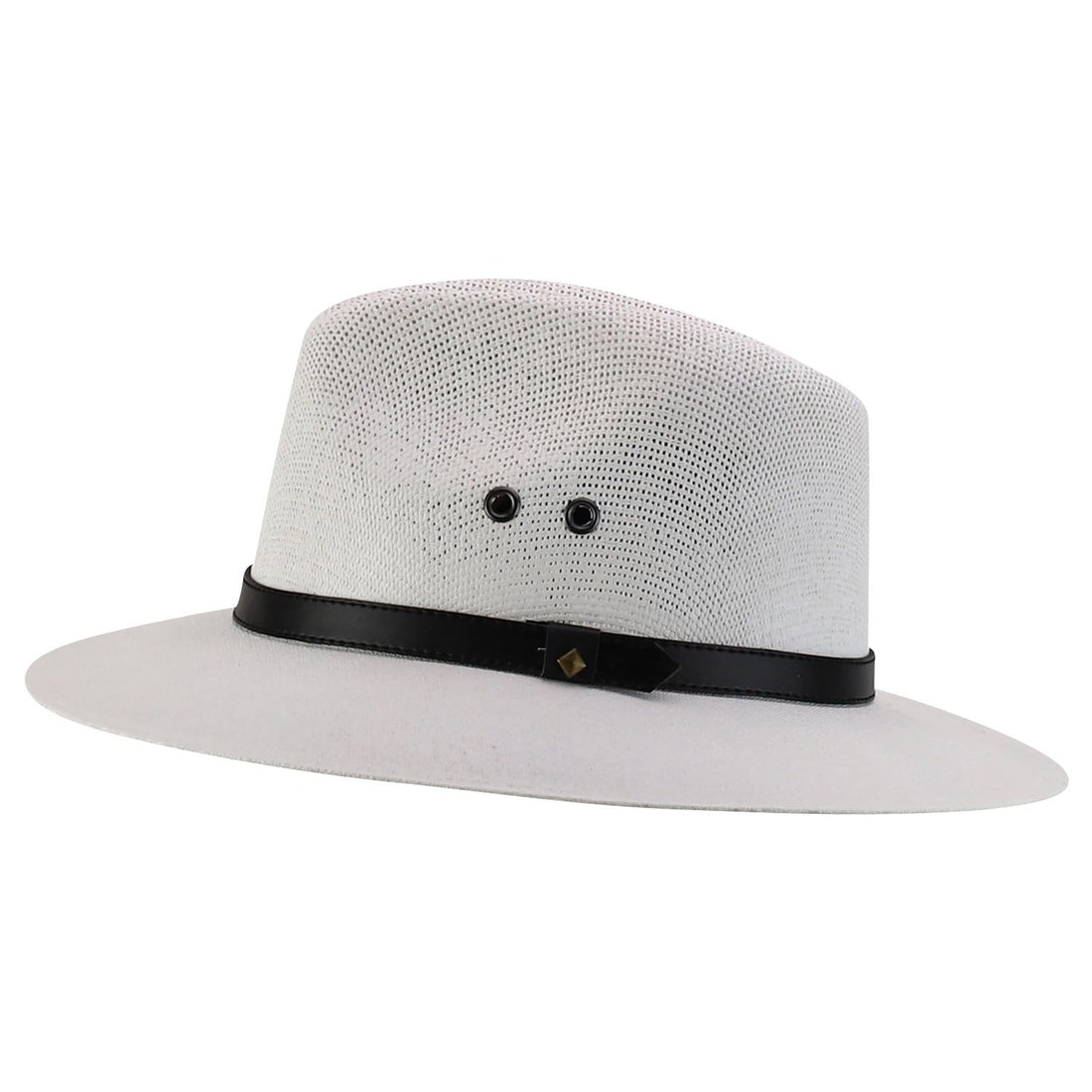 Trendy Apparel Shop Classic Retro Panama Straw Hat with Leather Band