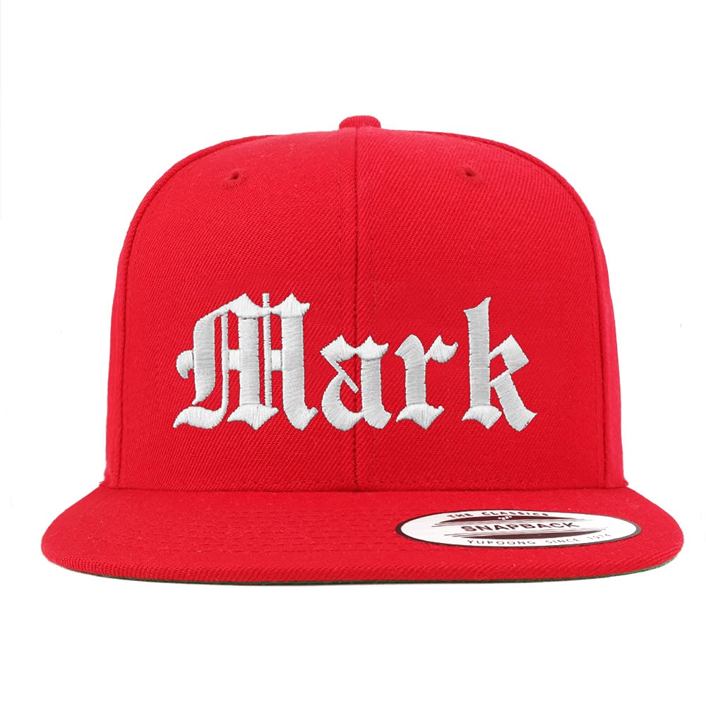 Trendy Apparel Shop Mark Old English Embroidered Flatbill Snapback