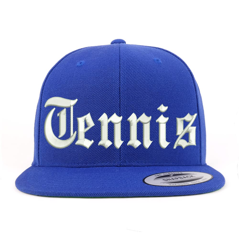Trendy Apparel Shop Old English Tennis Embroidered Flatbill Snapback
