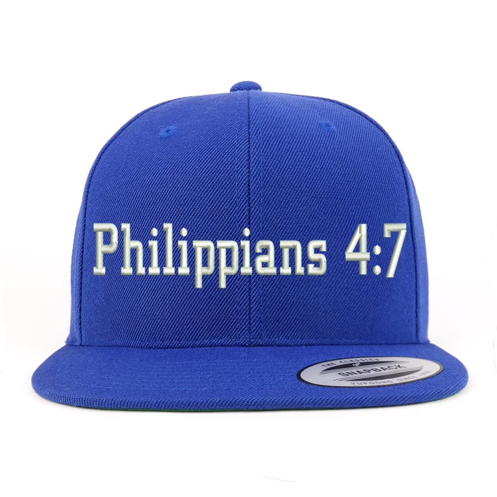 Trendy Apparel Shop Philippians 4:7 Embroidered Flatbill Snapback