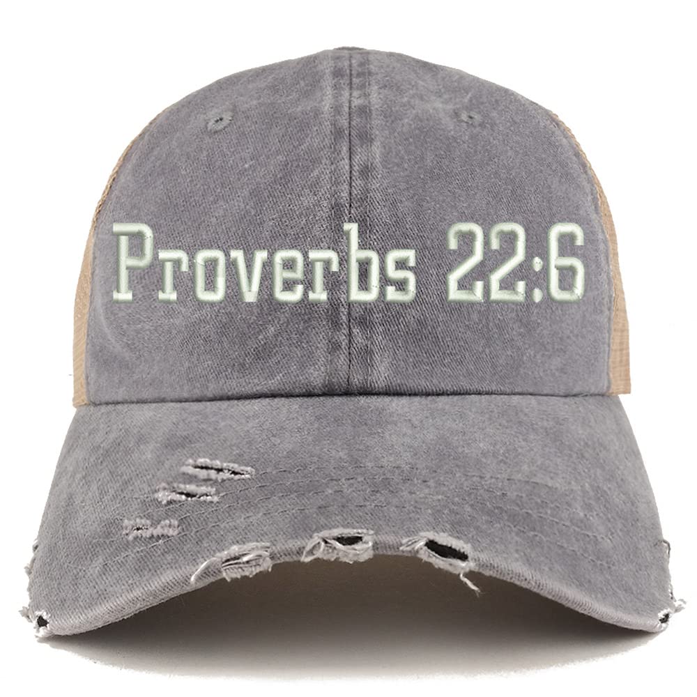 Trendy Apparel Shop Proverbs 22: 6 Frayed Bill Trucker Mesh Back Cap