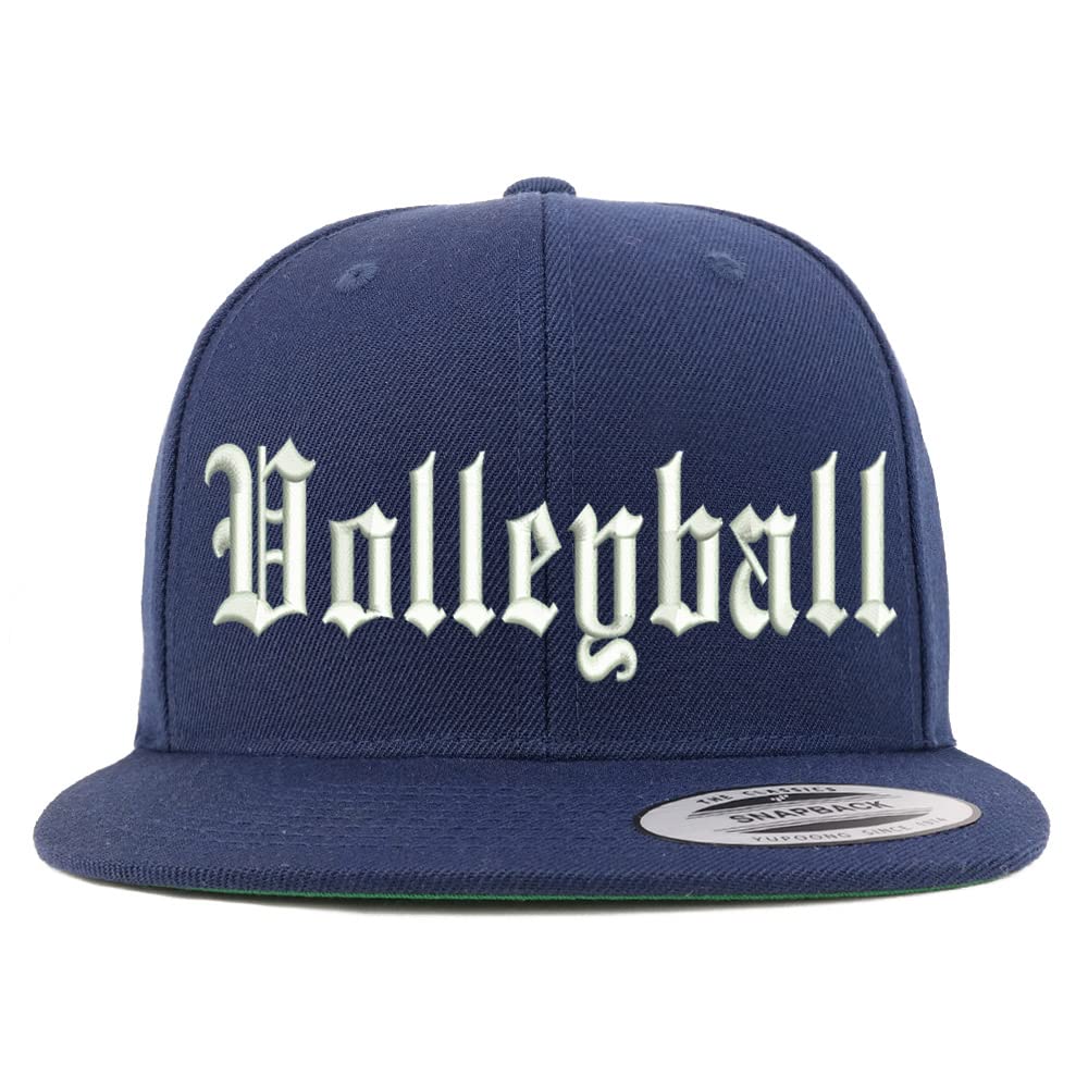 Trendy Apparel Shop Old English Volleyball Embroidered Flatbill Snapback