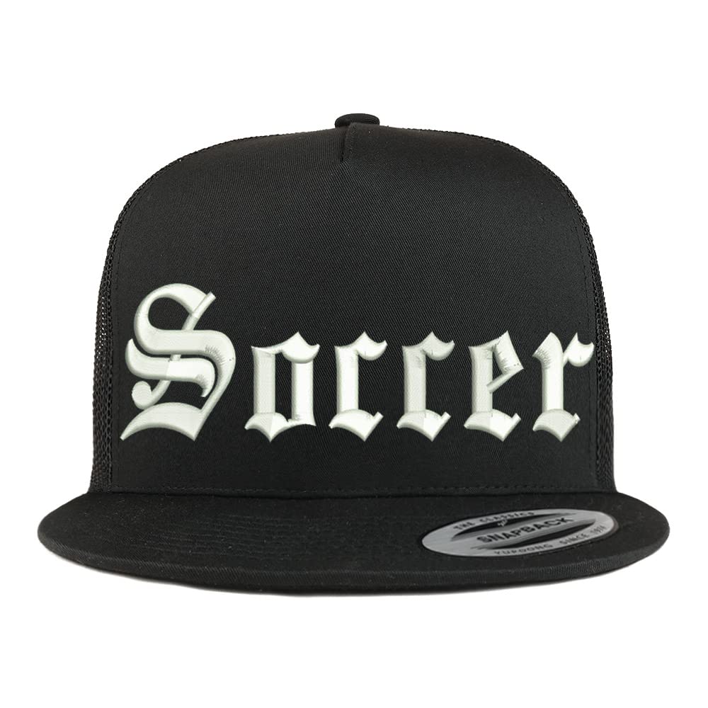 Trendy Apparel Shop Old English Soccer 5 Panel Flatbill Trucker Cap