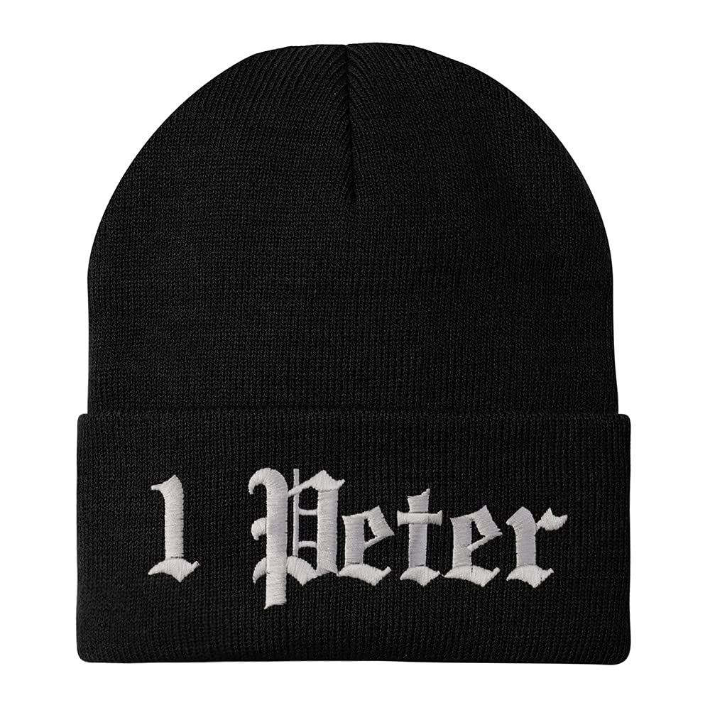 Trendy Apparel Shop 1 Peter Old English Embroidered Long Cuff Beanie