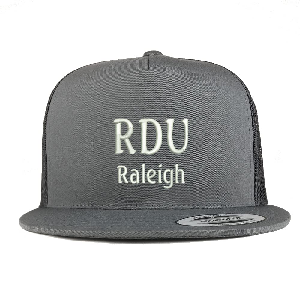 Trendy Apparel Shop RDU Raleigh Embroidered 5 Panel Flatbill Trucker Cap