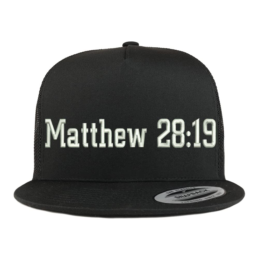 Trendy Apparel Shop Matthew 28:19 5 Panel Flatbill Trucker Cap