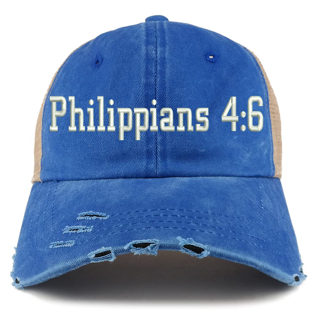 Trendy Apparel Shop Philippians 4:6 Frayed Bill Trucker Mesh Back Cap