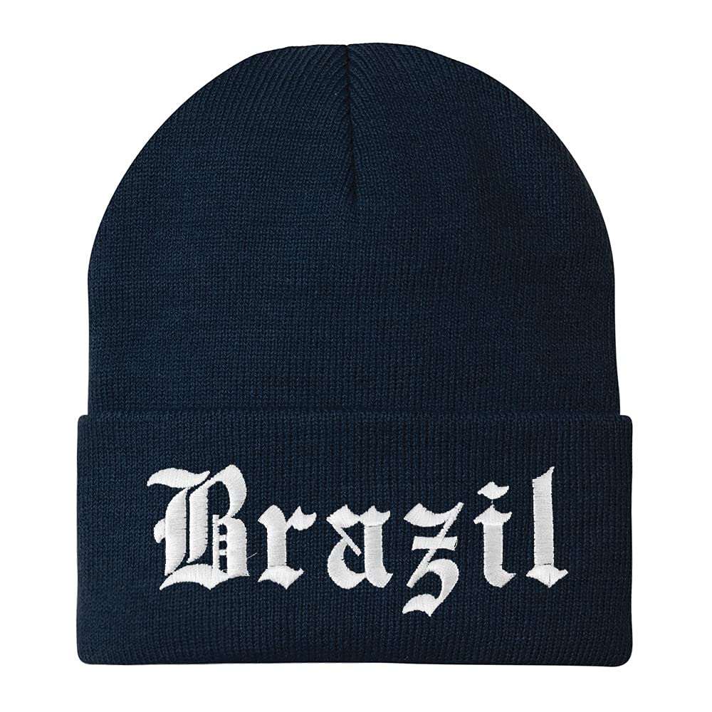 Trendy Apparel Shop Brazil Old English Embroidered Long Cuff Beanie