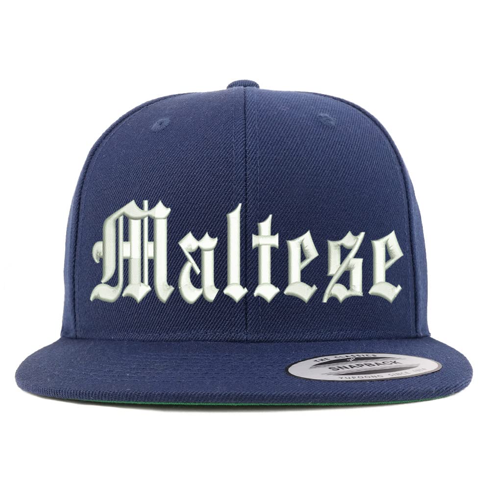 Trendy Apparel Shop Old English Maltese Embroidered Flatbill Snapback