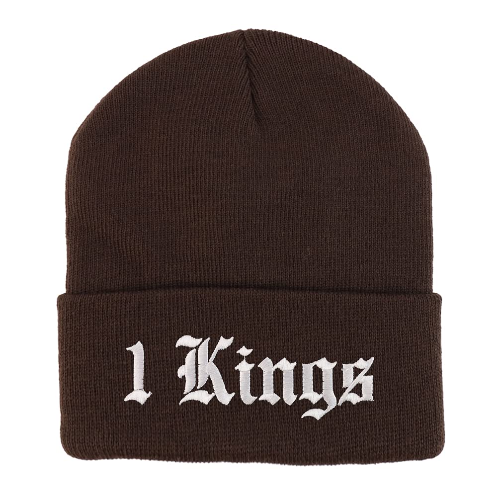 Trendy Apparel Shop 1 Kings Old English Embroidered Long Cuff Beanie