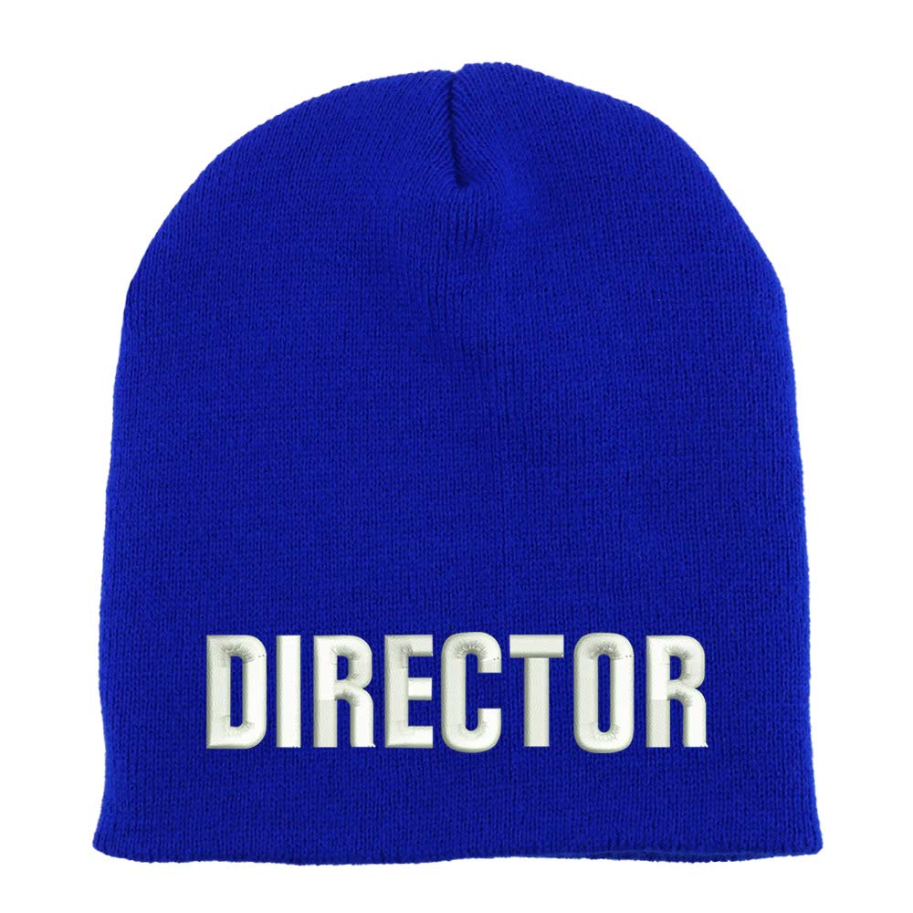 Trendy Apparel Shop Director Embroidered Made in USA Short Acrylic Knit Winter Beanie Hat