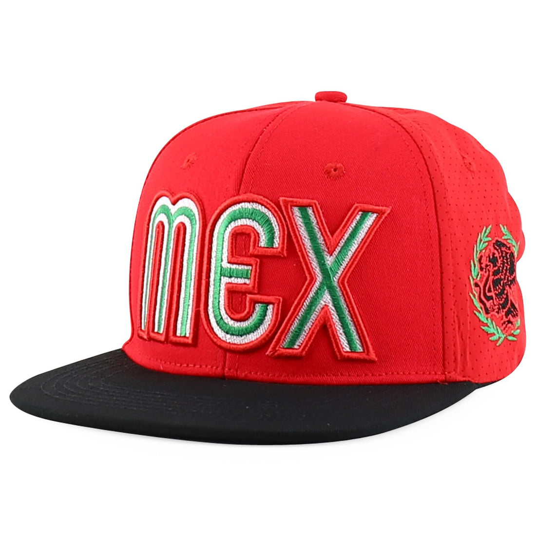 Trendy Apparel Shop Mexico Eagle Embroidered Laser Punching Mesh Back Flatbill Snapback Cap