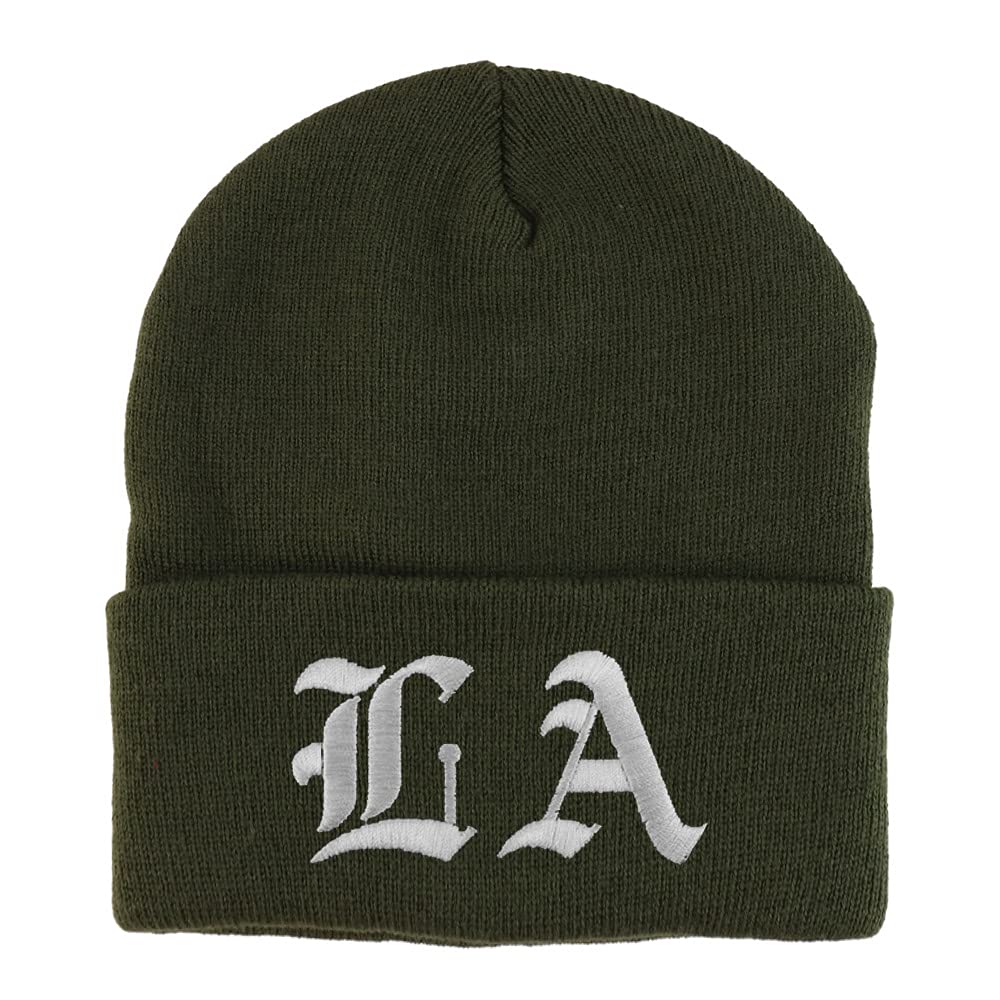 Trendy Apparel Shop Louisiana LA Old English Embroidered Long Cuff Beanie