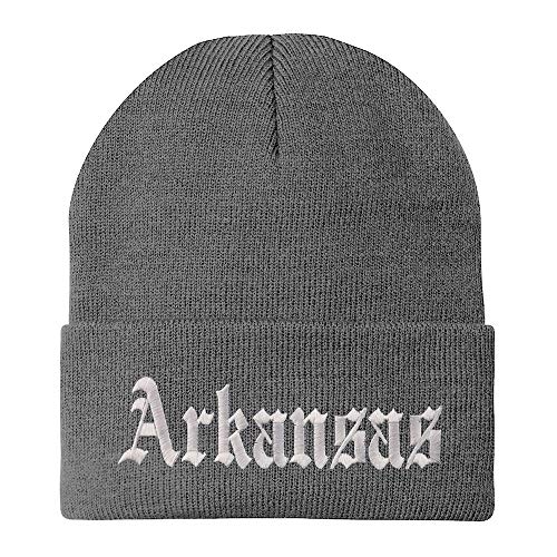 Trendy Apparel Shop Arkansas State Old English Embroidered Long Cuff Beanie