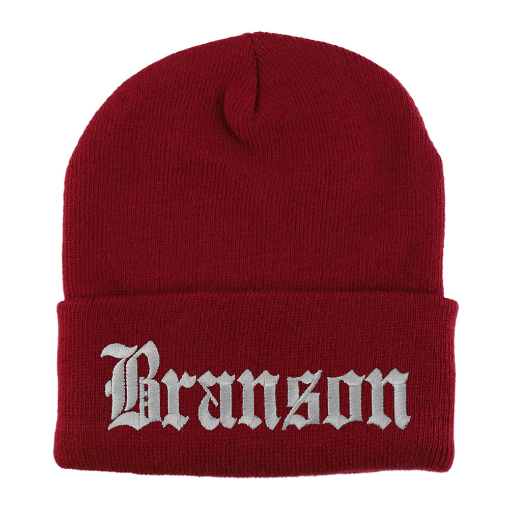 Trendy Apparel Shop Branson Old English Embroidered Long Cuff Beanie