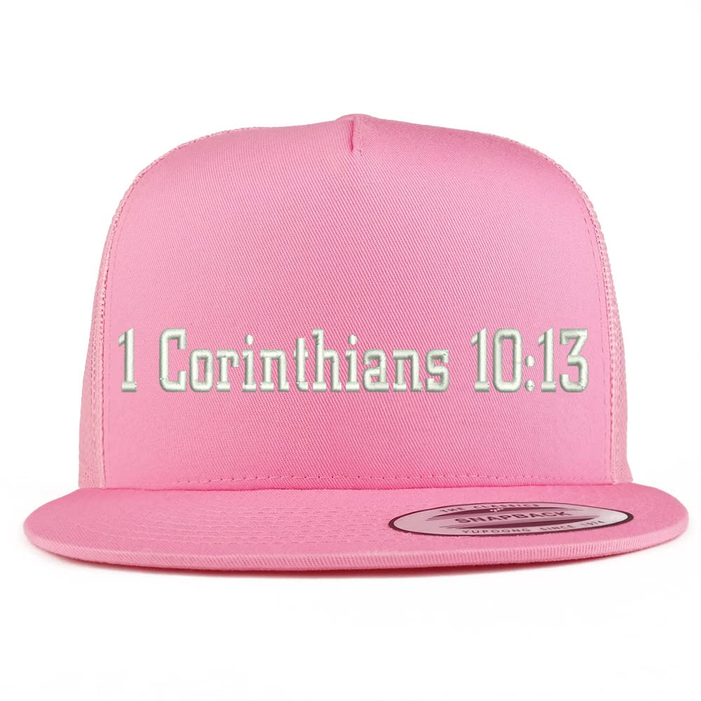 Trendy Apparel Shop 1 Corinthians 10:13 5 Panel Flatbill Trucker Cap