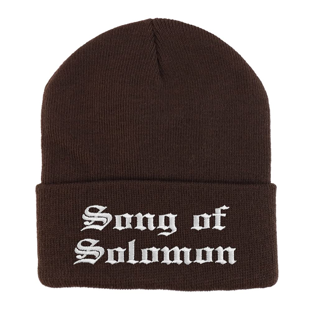 Trendy Apparel Shop Song of Solomon Old English Embroidered Long Cuff Beanie
