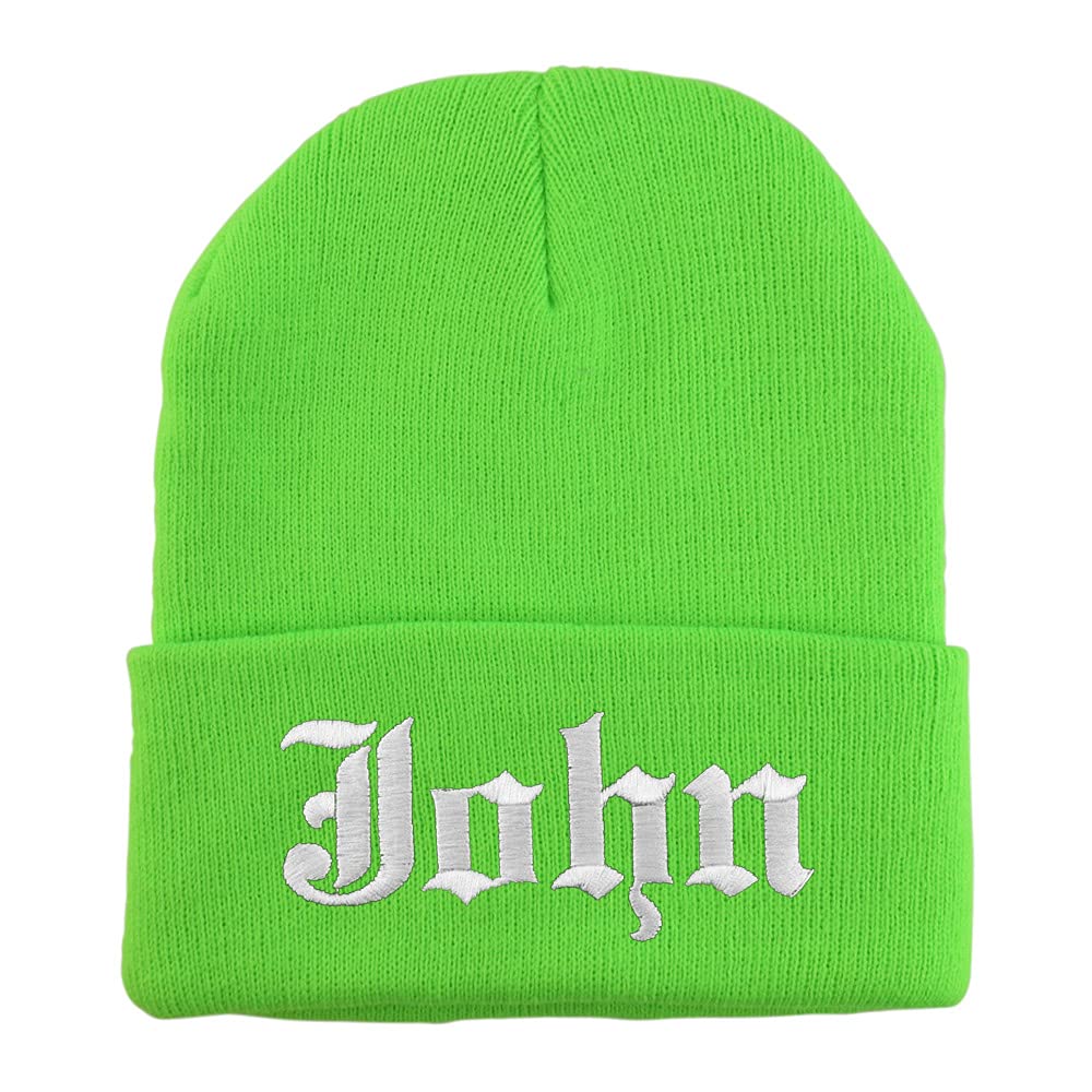 Trendy Apparel Shop John Old English Embroidered Long Cuff Beanie