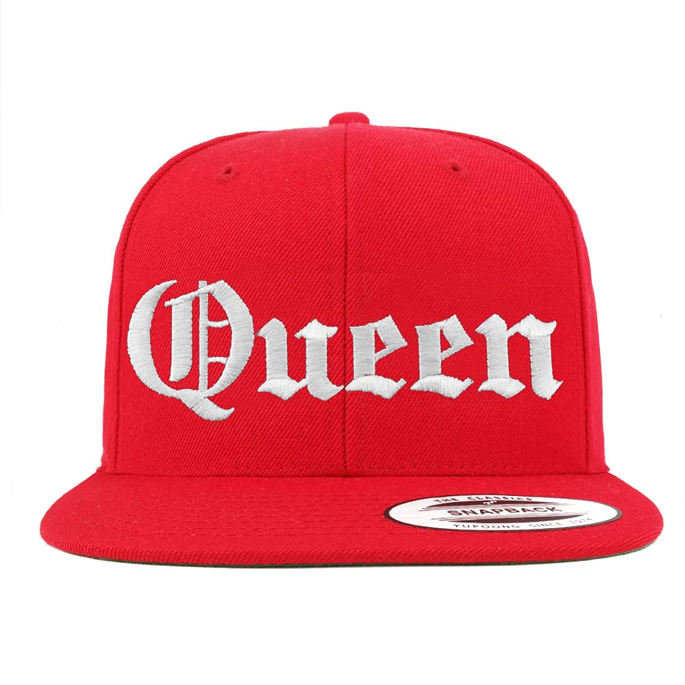 Trendy Apparel Shop Queen Old English Embroidered Flatbill Snapback