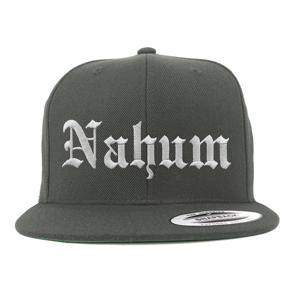 Trendy Apparel Shop Nahum Old English Embroidered Flatbill Snapback