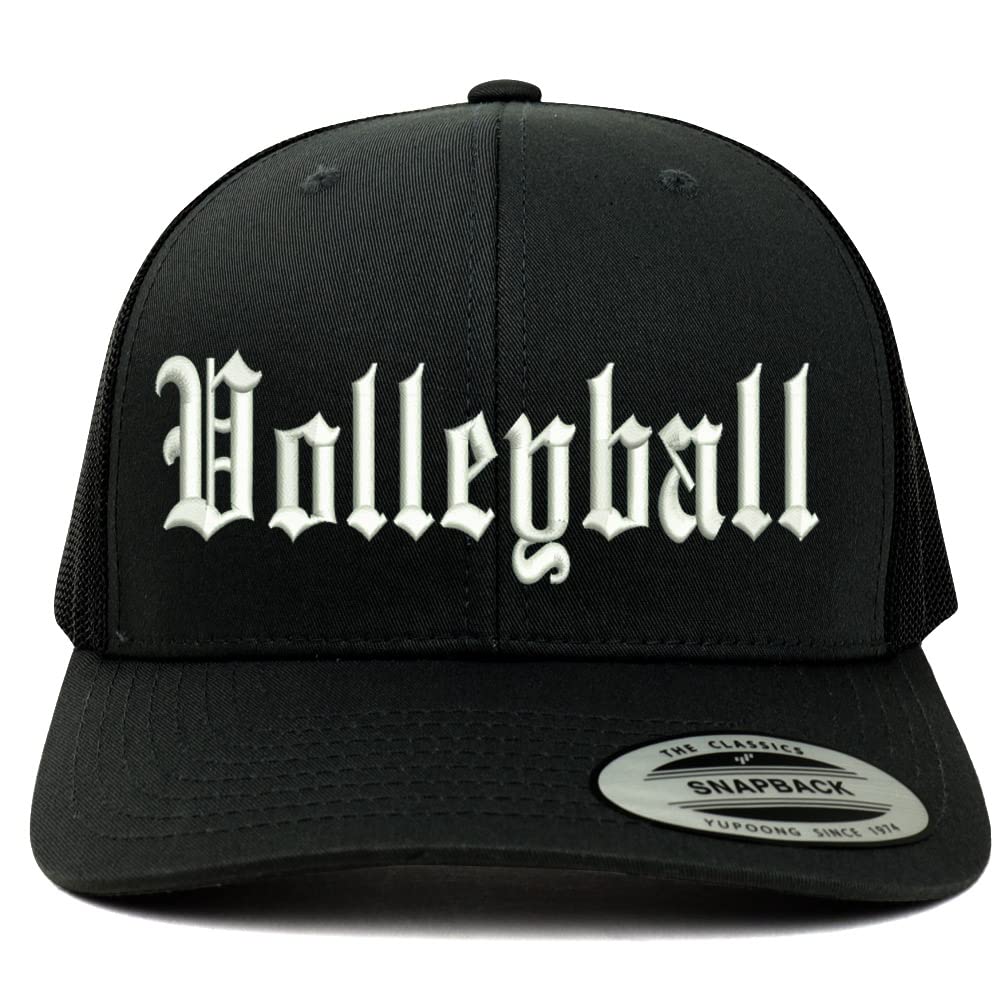Trendy Apparel Shop Old English Volleyball 6 Panel Trucker Mesh Cap