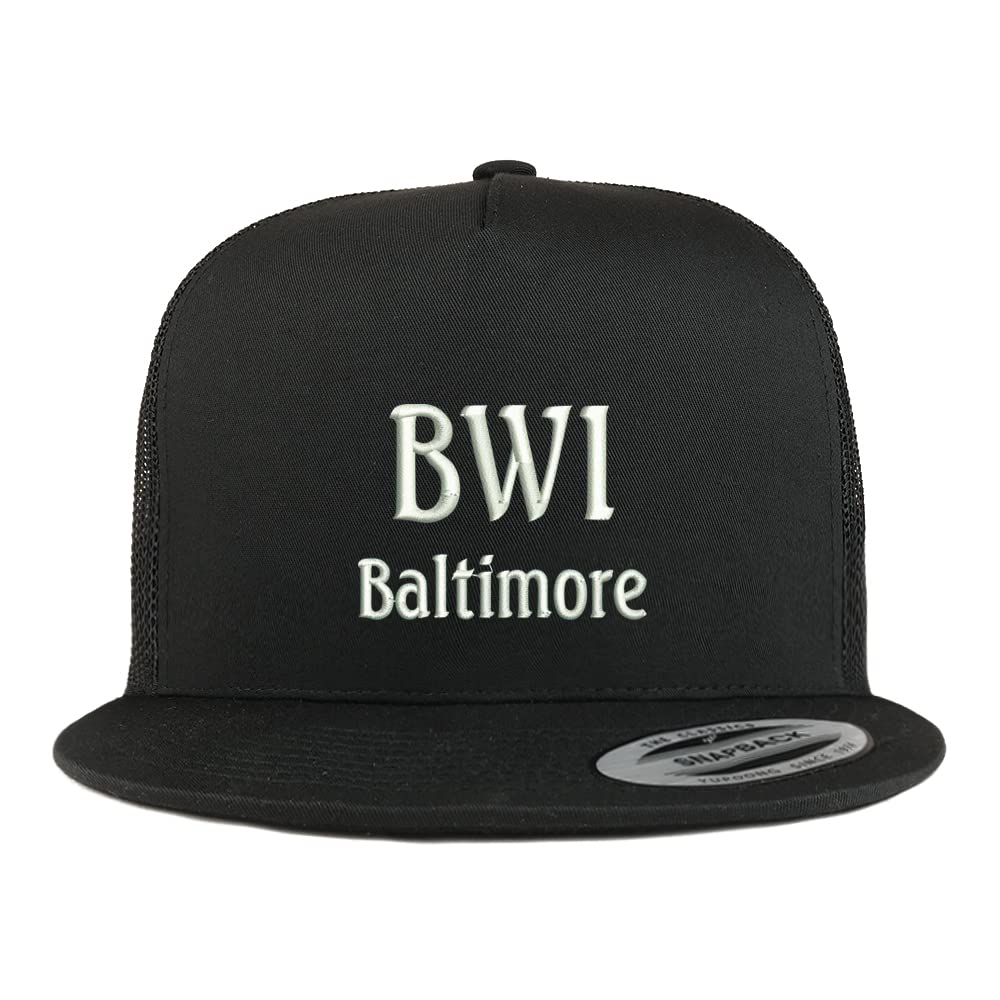 Trendy Apparel Shop BWI Baltimore Embroidered 5 Panel Flatbill Trucker Cap