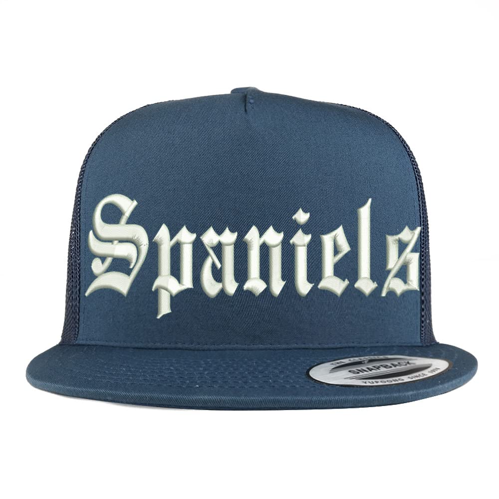 Trendy Apparel Shop Old English Spaniels 5 Panel Flatbill Trucker Cap