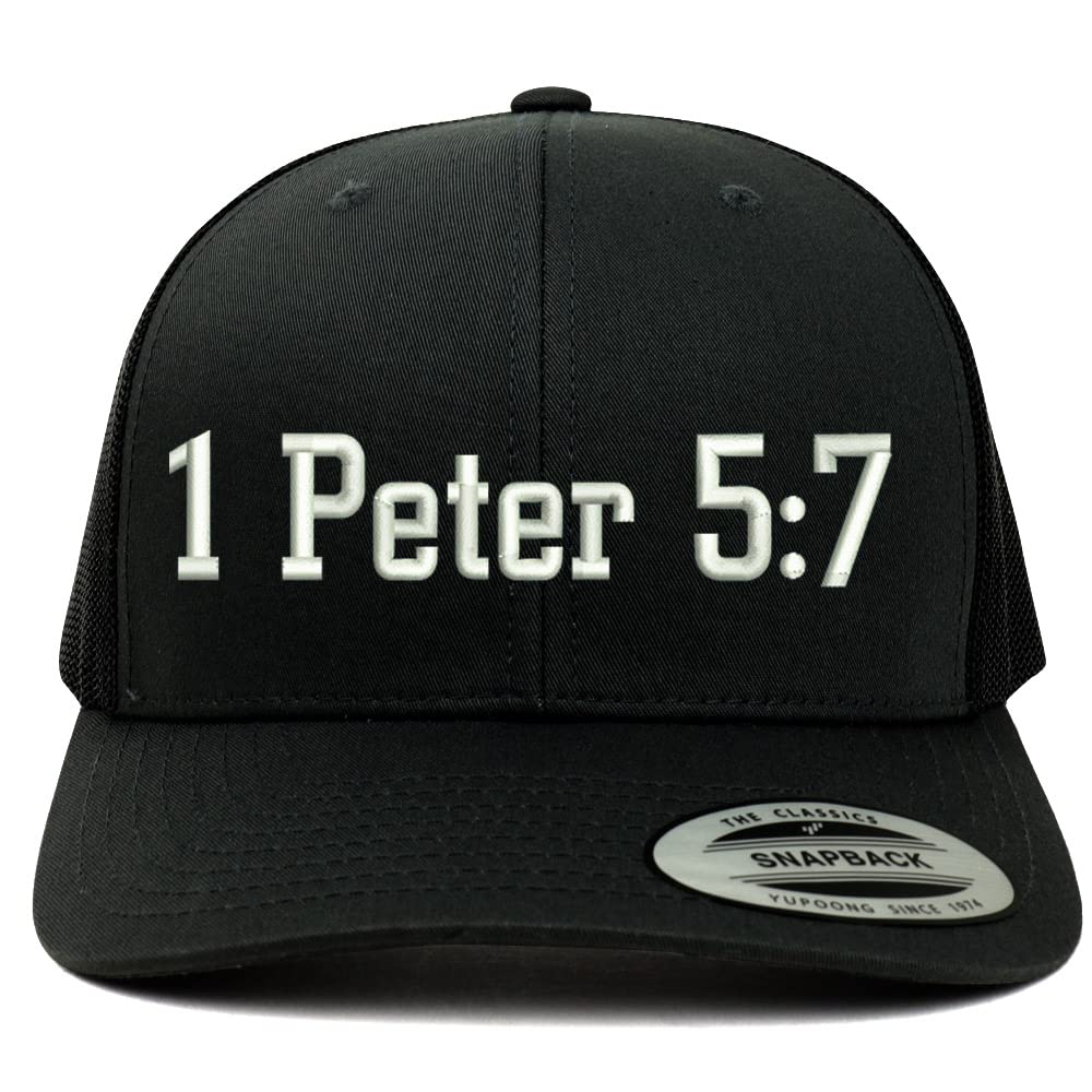 Trendy Apparel Shop 1 Peter 5:7 6 Panel Trucker Mesh Cap