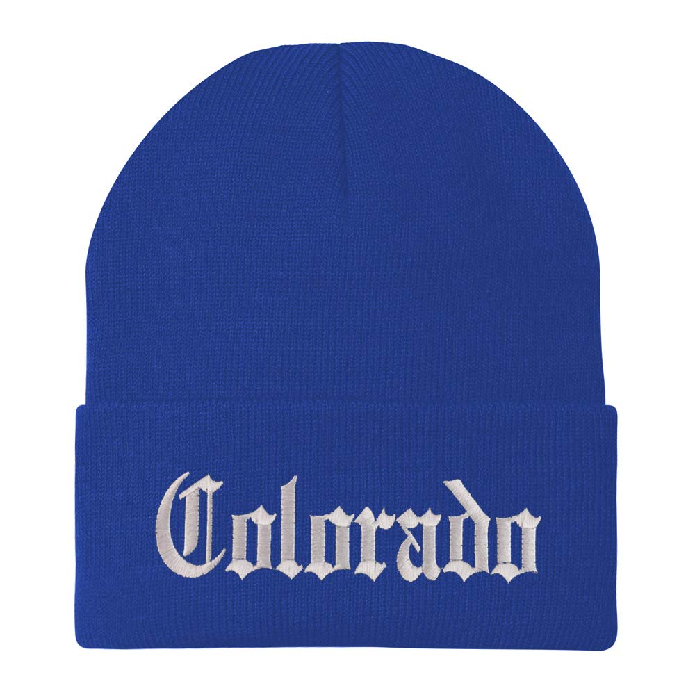 Trendy Apparel Shop Colorado State Old English Embroidered Long Cuff Beanie