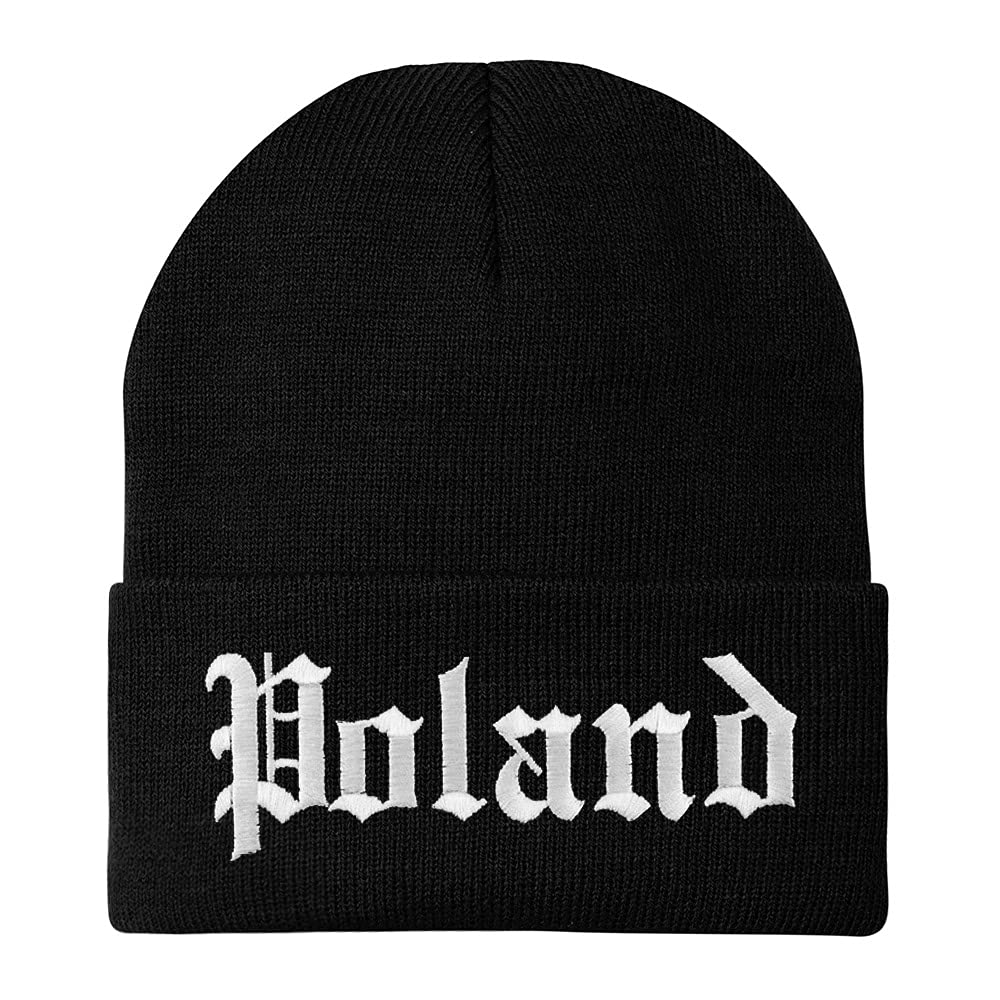 Trendy Apparel Shop Poland Old English Embroidered Long Cuff Beanie