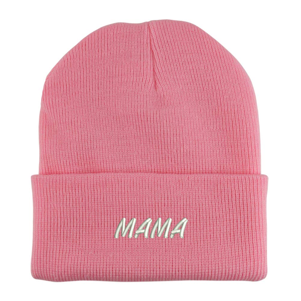 Trendy Apparel Shop Mama Embroidered Made in USA Cuff Folded Acylic Knit Winter Beanie Hat