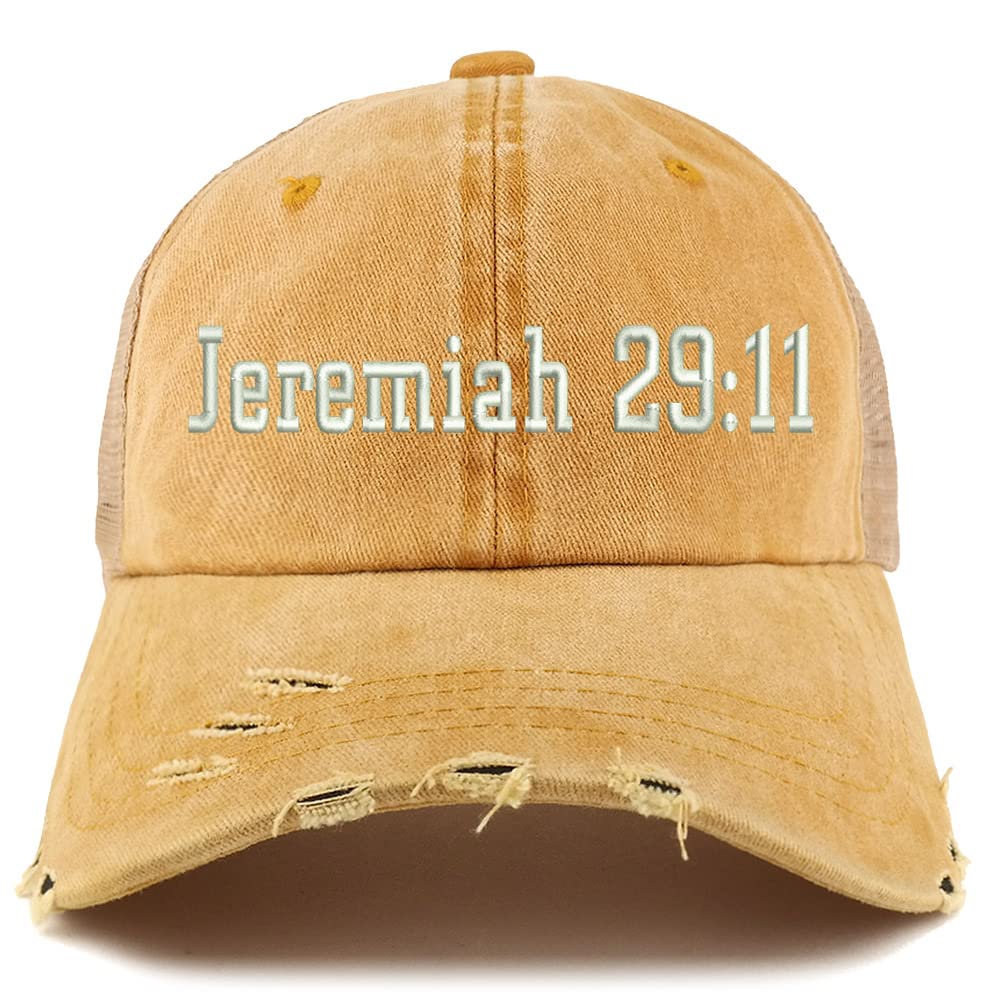Trendy Apparel Shop Jeremiah 29:11 Frayed Bill Trucker Mesh Back Cap