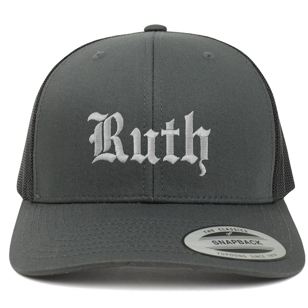 Trendy Apparel Shop Ruth Old English 6 Panel Trucker Mesh Cap