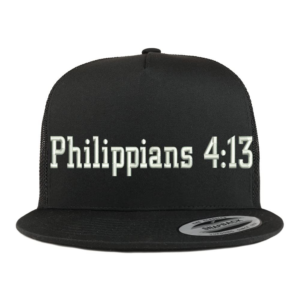 Trendy Apparel Shop Philippians 4:13 5 Panel Flatbill Trucker Cap
