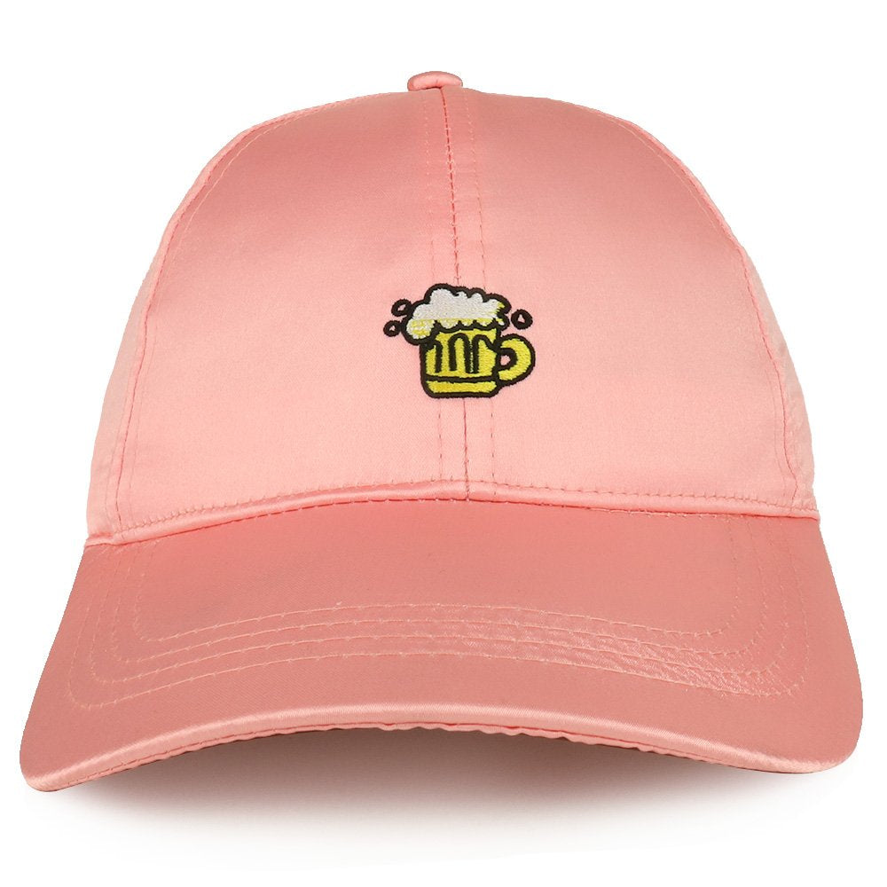 Trendy Apparel Shop Beer Emoticon Design Embroidered Satin Baseball Cap