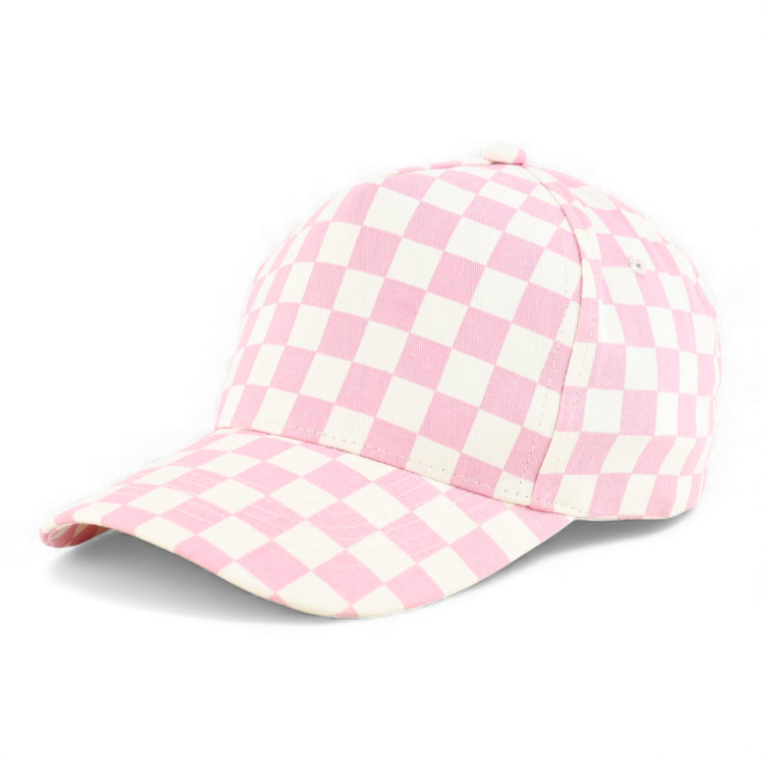 Trendy Apparel Shop Structured 5 Panel Checkered Print Baseball Cap