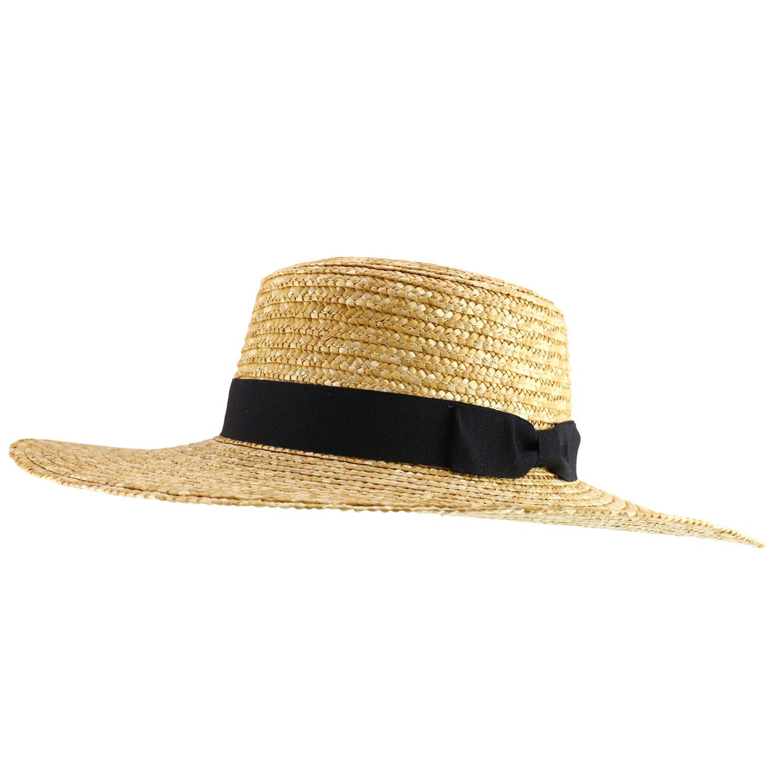 Trendy Apparel Shop Women's 4" Brim Ribbon Band Boater Wide Brim Straw Sun Hat