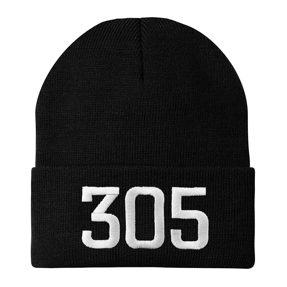 Trendy Apparel Shop Miami 305 Old English Embroidered Long Cuff Beanie
